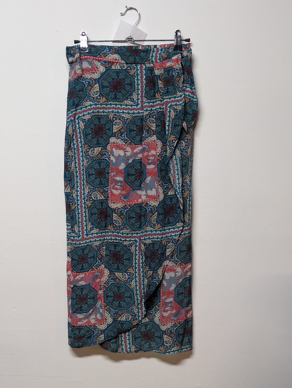 Tolani Womens Aqua Coral Wrap Skirt, Size S